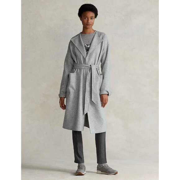 Buy New Polo Ralph Lauren Women's Grey Belted Wrap Coat - Size Small - New - Picture 5 of 5